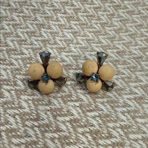 J. Crew Tan and Blue Floral Earrings